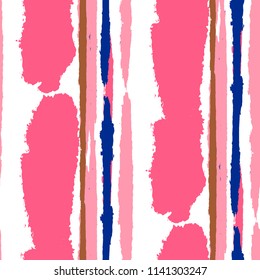 Grunge Background with Stripes. Painted Lines. Texture with Vertical Brush Strokes. Scribbled Grunge Motif for Linen, Fabric, Textile. Trendy Vector Background with Stripes