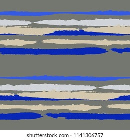 Grunge Background with Stripes. Painted Lines. Texture with Horizontal Brush Strokes. Scribbled Grunge Rapport for Linen, Fabric, Textile. Trendy Vector Background with Stripes