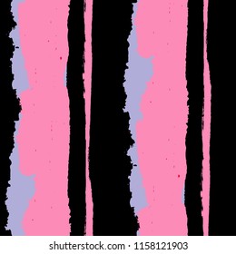 Grunge Background with Stripes. Painted Lines. Texture with Vertical Dry Brush Strokes. Scribbled Grunge Pattern for Cloth, Swimwear, Textile. Trendy Vector Background