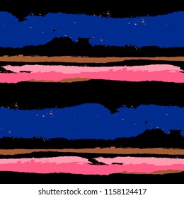 Grunge Background with Stripes. Painted Lines. Texture with Horizontal Brush Strokes. Scribbled Grunge Pattern for Cloth, Swimwear, Textile. Retro Vector Background with Stripes
