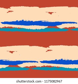 Grunge Background with Stripes. Painted Lines. Texture with Horizontal Dry Brush Strokes. Scribbled Grunge Pattern for Linen, Fabric, Textile. Rustic Vector Background with Stripes