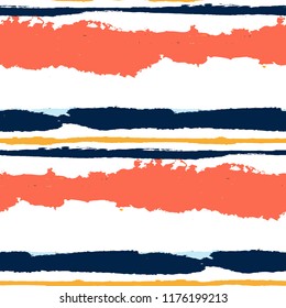 Grunge Background with Stripes. Painted Lines. Texture with Horizontal Brush Strokes. Scribbled Grunge Pattern for Cloth, Fabric, Textile. Trendy Vector Background