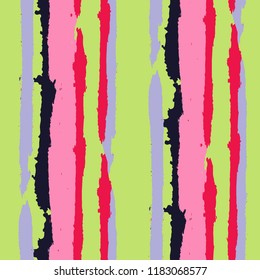 Grunge Background with Stripes. Painted Lines. Texture with Vertical Brush Strokes. Scribbled Grunge Pattern for Cloth, Swimwear, Textile. Retro Vector Background