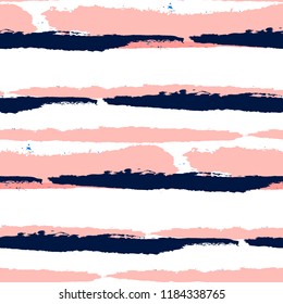Grunge Background with Stripes. Painted Lines. Texture with Horizontal Brush Strokes. Scribbled Grunge Pattern for Sportswear, Fabric, Wallpaper. Retro Vector Background with Stripes