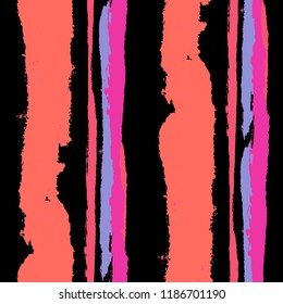 Grunge Background with Stripes. Painted Lines. Texture with Vertical Brush Strokes. Scribbled Grunge Motif for Linen, Fabric, Textile. Trendy Vector Background