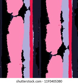 Grunge Background with Stripes. Painted Lines. Texture with Vertical Dry Brush Strokes. Scribbled Grunge Motif for Linen, Fabric, Wallpaper. Retro Vector Background