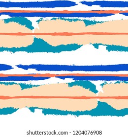 Grunge Background with Stripes. Painted Lines. Texture with Horizontal Dry Brush Strokes. Scribbled Grunge Pattern for Sportswear, Paper, Cloth. Rustic Vector Background