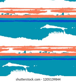 Grunge Background with Stripes. Painted Lines. Texture with Horizontal Dry Brush Strokes. Scribbled Grunge Pattern for Cloth, Swimwear, Textile. Retro Vector Background with Stripes