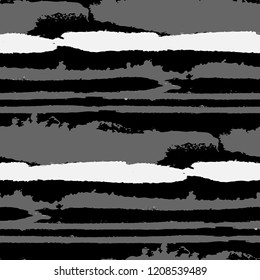 Grunge Background with Stripes. Painted Lines. Texture with Horizontal Dry Brush Strokes. Scribbled Grunge Pattern for Cloth, Swimwear, Textile. Retro Vector Background