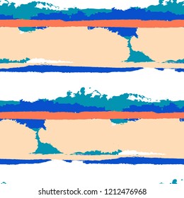 Grunge Background with Stripes. Painted Lines. Texture with Horizontal Brush Strokes. Scribbled Grunge Motif for Cloth, Fabric, Textile. Trendy Vector Background with Stripes