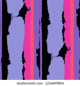 Grunge Background with Stripes. Painted Lines. Texture with Vertical Dry Brush Strokes. Scribbled Grunge Motif for Cloth, Swimwear, Textile. Rustic Vector Background