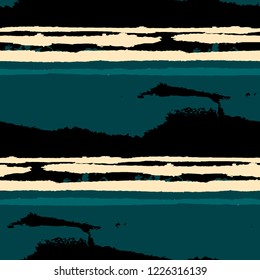 Grunge Background with Stripes. Painted Lines. Texture with Horizontal Dry Brush Strokes. Scribbled Grunge Motif for Sportswear, Fabric, Cloth. Rustic Vector Background