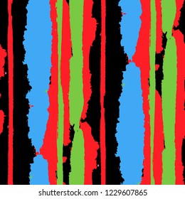 Grunge Background with Stripes. Painted Lines. Texture with Vertical Brush Strokes. Scribbled Grunge Motif for Sportswear, Paper, Cloth. Trendy Vector Background with Stripes
