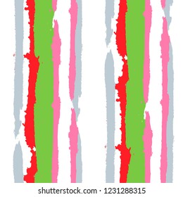 Grunge Background with Stripes. Painted Lines. Texture with Vertical Brush Strokes. Scribbled Grunge Pattern for Cloth, Swimwear, Textile. Retro Vector Background