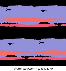 Grunge Background with Stripes. Painted Lines. Texture with Horizontal Brush Strokes. Scribbled Grunge Motif for Cloth, Swimwear, Textile. Retro Vector Background with Stripes
