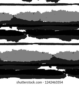 Grunge Background with Stripes. Painted Lines. Texture with Horizontal Brush Strokes. Scribbled Grunge Motif for Sportswear, Paper, Cloth. Rustic Vector Background