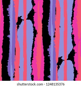 Grunge Background with Stripes. Painted Lines. Texture with Vertical Dry Brush Strokes. Scribbled Grunge Motif for Cloth, Fabric, Textile. Retro Vector Background