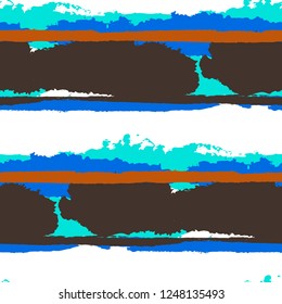 Grunge Background with Stripes. Painted Lines. Texture with Horizontal Brush Strokes. Scribbled Grunge Pattern for Linen, Fabric, Textile. Rustic Vector Background with Stripes