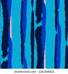 Grunge Background with Stripes. Painted Lines. Texture with Vertical Dry Brush Strokes. Scribbled Grunge Pattern for Cloth, Swimwear, Textile. Retro Vector Background with Stripes