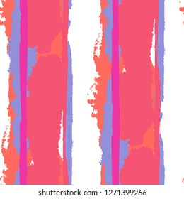 Grunge Background with Stripes. Painted Lines. Texture with Vertical Brush Strokes. Scribbled Grunge Pattern for Linen, Fabric, Textile. Trendy Vector Background with Stripes