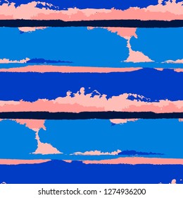 Grunge Background with Stripes. Painted Lines. Texture with Horizontal Brush Strokes. Scribbled Grunge Motif for Linen, Fabric, Textile. Rustic Vector Background