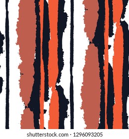 Grunge Background with Stripes. Painted Lines. Texture with Vertical Brush Strokes. Scribbled Grunge Motif for Cloth, Fabric, Textile. Rustic Vector Background