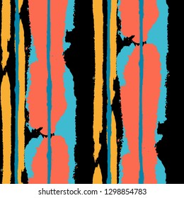 Grunge Background with Stripes. Painted Lines. Texture with Vertical Dry Brush Strokes. Scribbled Grunge Pattern for Sportswear, Fabric, Wallpaper. Rustic Vector Background with Stripes