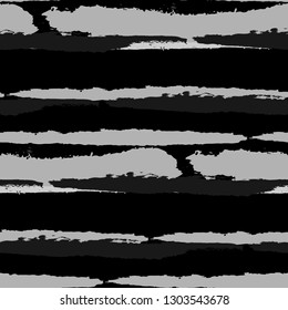 Grunge Background with Stripes. Painted Lines. Texture with Horizontal Dry Brush Strokes. Scribbled Grunge Motif for Linen, Fabric, Textile. Trendy Vector Background