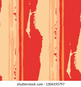 Grunge Background with Stripes. Painted Lines. Texture with Vertical Brush Strokes. Scribbled Grunge Motif for Cloth, Swimwear, Textile. Retro Vector Background