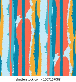 Grunge Background with Stripes. Painted Lines. Texture with Vertical Brush Strokes. Scribbled Grunge Motif for Linen, Fabric, Wallpaper. Trendy Vector Background