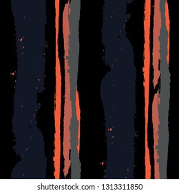 Grunge Background with Stripes. Painted Lines. Texture with Vertical Dry Brush Strokes. Scribbled Grunge Motif for Sportswear, Fabric, Cloth. Rustic Vector Background