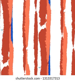 Grunge Background with Stripes. Painted Lines. Texture with Vertical Brush Strokes. Scribbled Grunge Pattern for Sportswear, Fabric, Wallpaper. Rustic Vector Background