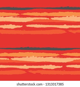Grunge Background with Stripes. Painted Lines. Texture with Horizontal Dry Brush Strokes. Scribbled Grunge Pattern for Linen, Fabric, Textile. Retro Vector Background
