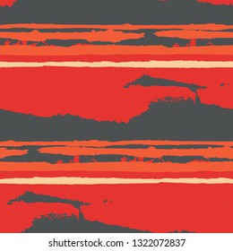 Grunge Background with Stripes. Painted Lines. Texture with Horizontal Dry Brush Strokes. Scribbled Grunge Pattern for Cloth, Swimwear, Textile. Trendy Vector Background with Stripes