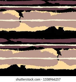 Grunge Background with Stripes. Painted Lines. Texture with Horizontal Dry Brush Strokes. Scribbled Grunge Motif for Cloth, Fabric, Textile. Retro Vector Background with Stripes