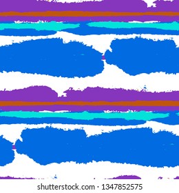 Grunge Background with Stripes. Painted Lines. Texture with Horizontal Brush Strokes. Scribbled Grunge Motif for Sportswear, Fabric, Wallpaper. Rustic Vector Background with Stripes