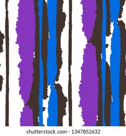 Grunge Background with Stripes. Painted Lines. Texture with Vertical Brush Strokes. Scribbled Grunge Pattern for Cloth, Swimwear, Textile. Trendy Vector Background