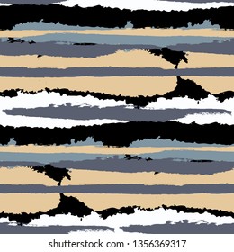 Grunge Background with Stripes. Painted Lines. Texture with Horizontal Brush Strokes. Scribbled Grunge Rapport for Linen, Fabric, Wallpaper. Rustic Vector Background with Stripes