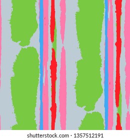 Grunge Background with Stripes. Painted Lines. Texture with Vertical Dry Brush Strokes. Scribbled Grunge Pattern for Linen, Fabric, Textile. Trendy Vector Background with Stripes