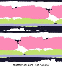 Grunge Background with Stripes. Painted Lines. Texture with Horizontal Brush Strokes. Scribbled Grunge Motif for Cloth, Fabric, Textile. Rustic Vector Background with Stripes