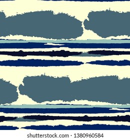 Grunge Background with Stripes. Painted Lines. Texture with Horizontal Brush Strokes. Scribbled Grunge Rapport for Sportswear, Fabric, Wallpaper. Trendy Vector Background