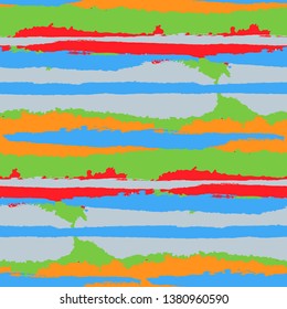 Grunge Background with Stripes. Painted Lines. Texture with Horizontal Brush Strokes. Scribbled Grunge Motif for Cloth, Fabric, Textile. Trendy Vector Background with Stripes