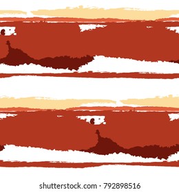 Grunge Background with Stripes. Painted Lines. Texture with Horizontal Dry Brush Strokes. Scribbled Grunge Motif for Cloth, Fabric, Textile. Trendy Vector Background with Stripes