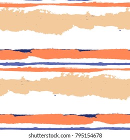 Grunge Background with Stripes. Painted Lines. Texture with Horizontal Brush Strokes. Scribbled Grunge Pattern for Sportswear, Paper, Cloth. Rustic Vector Background with Stripes