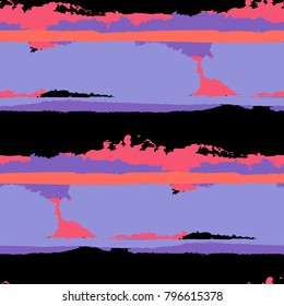 Grunge Background with Stripes. Painted Lines. Texture with Horizontal Brush Strokes. Scribbled Grunge Rapport for Sportswear, Paper, Cloth. Trendy Vector Background