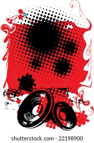 grunge background for text with loudspeakers vector