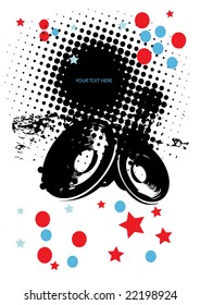 grunge background for text with loudspeakers vector