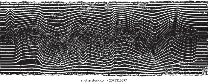 Grunge background  texture . Abstract flow lines background . Fluid wavy shape .Striped linear pattern . Music sound wave . Vector illustration