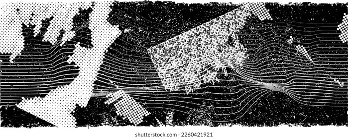 Grunge background texture . Abstract flow lines background . Fluid wavy shape .Striped linear pattern . Music sound wave . Vector illustration