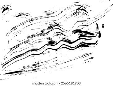 Grunge background texture of black ink or paint scribbles. Uneven and wavy grunge brush strokes texture isolated on white background. Vector illustration